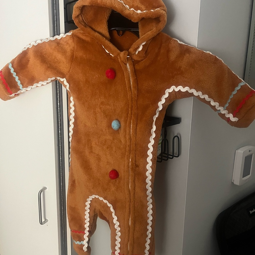 Gingerbread-Themed Kids Bodysuit with Hood